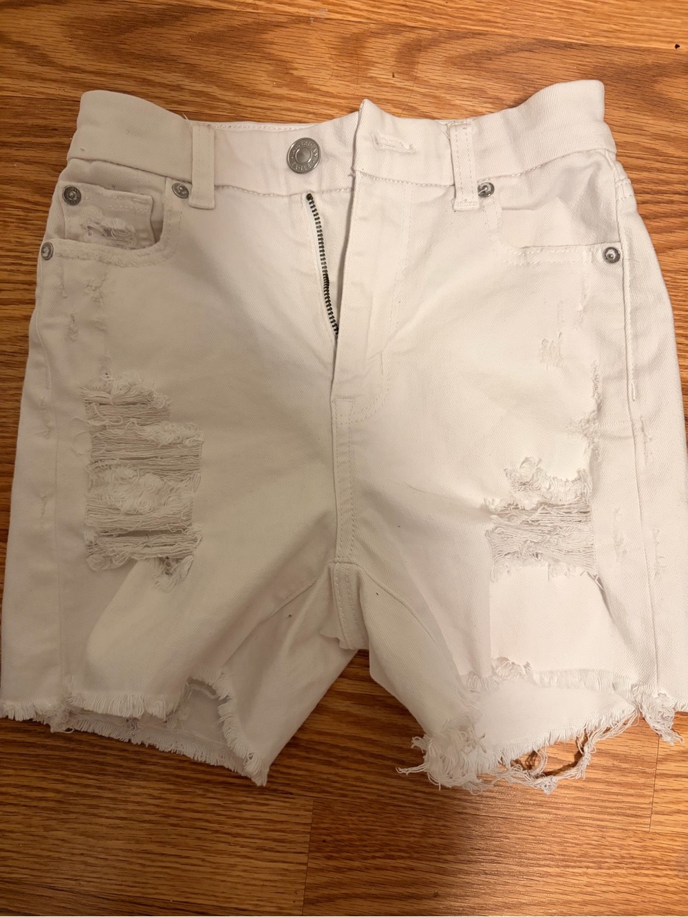 American Eagle Outfitters White Ripped Denim Shorts